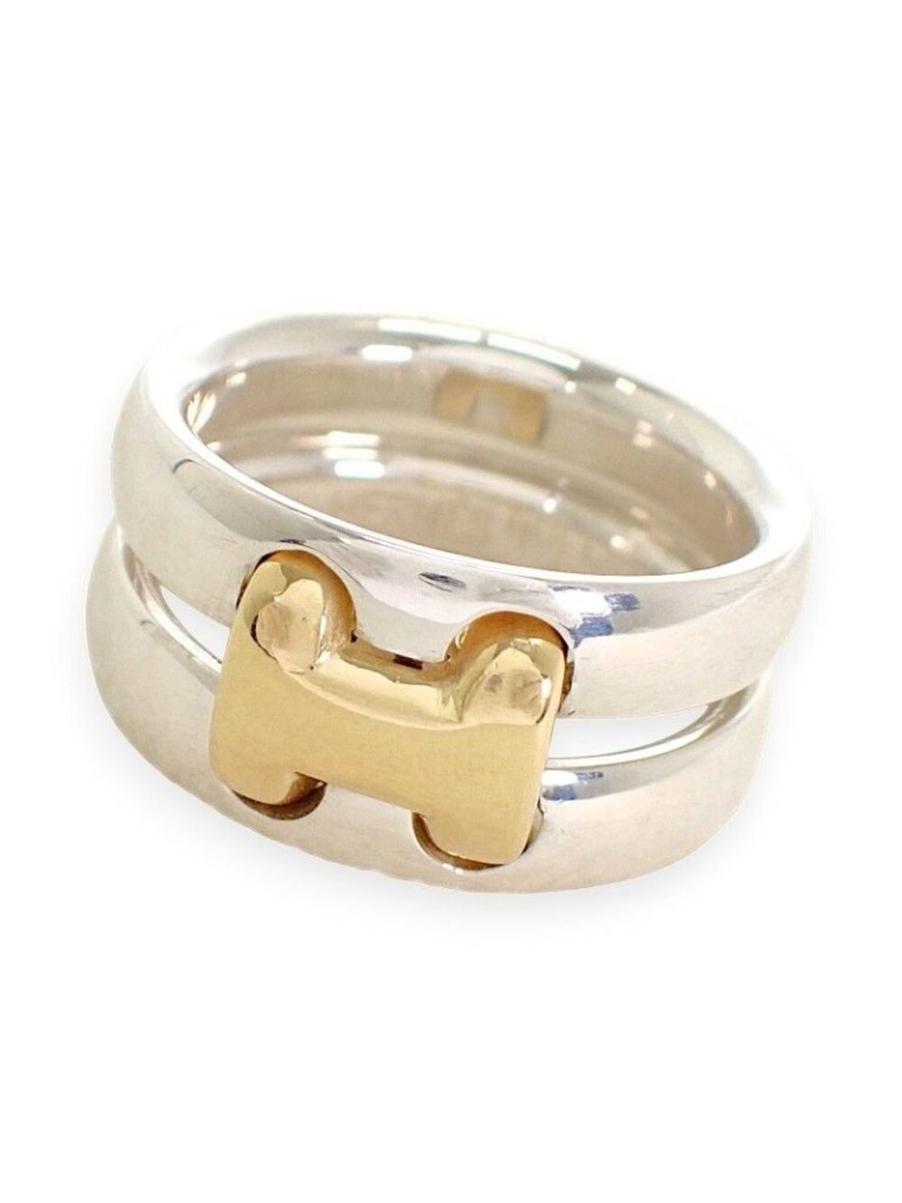 Hermes Olympe Actual Ring 18k Gold 925 Sterling Silver